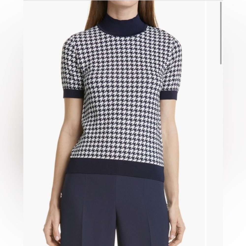BOSS Faryna Houndstooth Check Short Sleeve Sweater